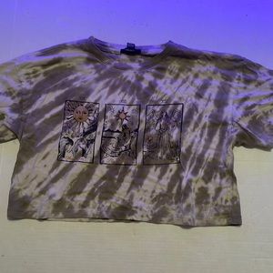cropped tie dye graphic tee w/ Terret cards
